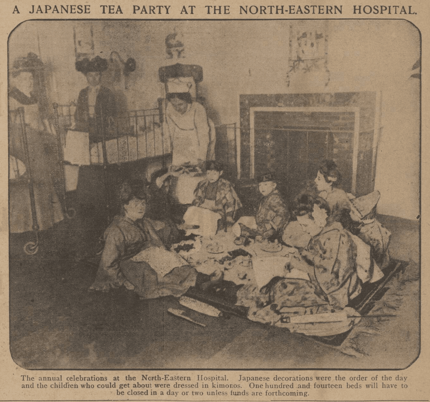 Image from the Daily Mail showing the children enjoying the annual Japanese tea party
