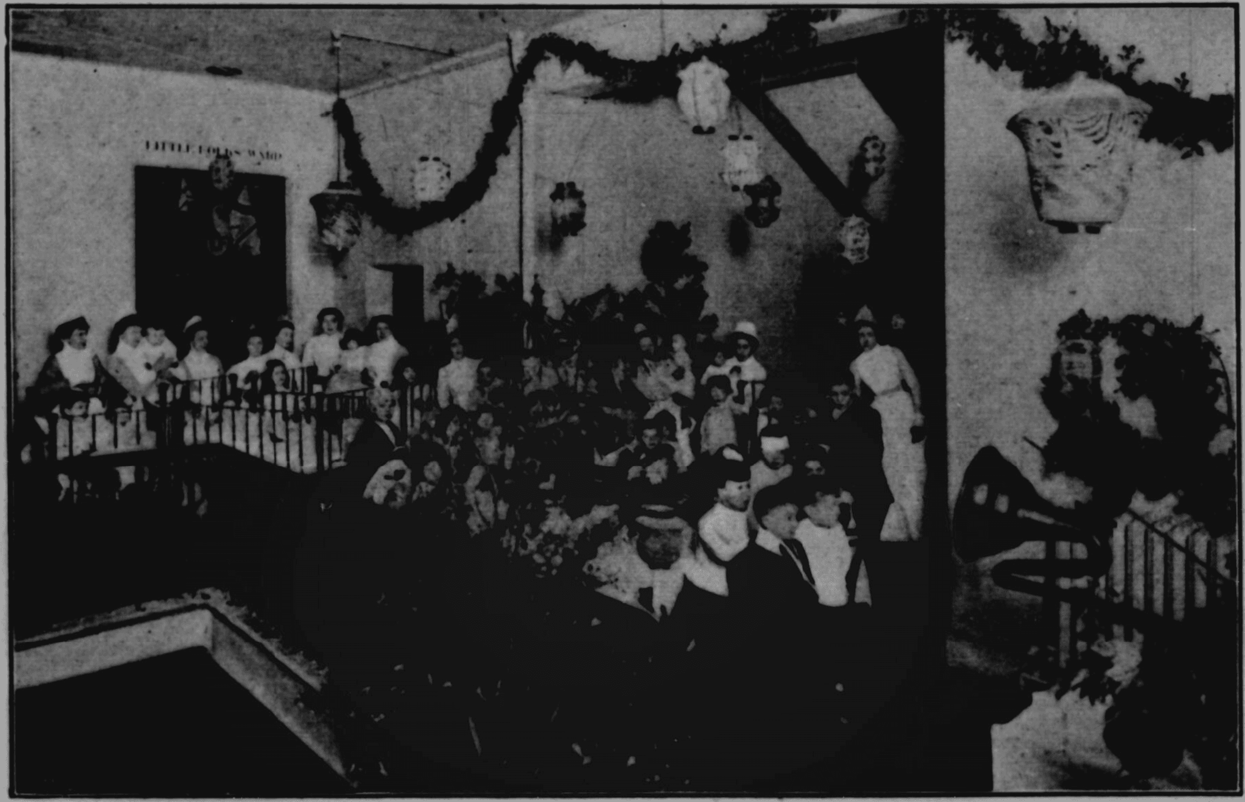 New Years Day 1904 - listening to the phonograph on the little folks ward